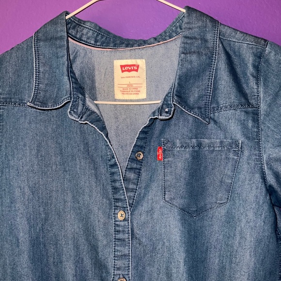 Levi's Girls Denim Short Sleeve Dress 10/12 - Picture 2 of 3